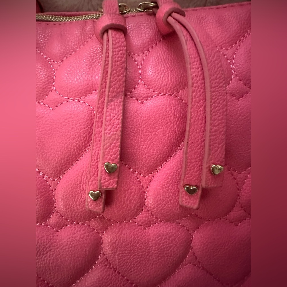 Betsey Johnson Fuschia Be Mine East/West Satchel … - image 3